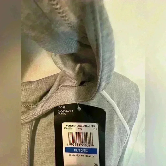 UA Under Armour Dry Fit Loose Women's Velocity Wordmark Hoodie - Grey Size XL - Picture 4 of 6